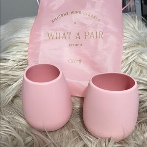 Odeme Blush Silicone Wine Glass Pair